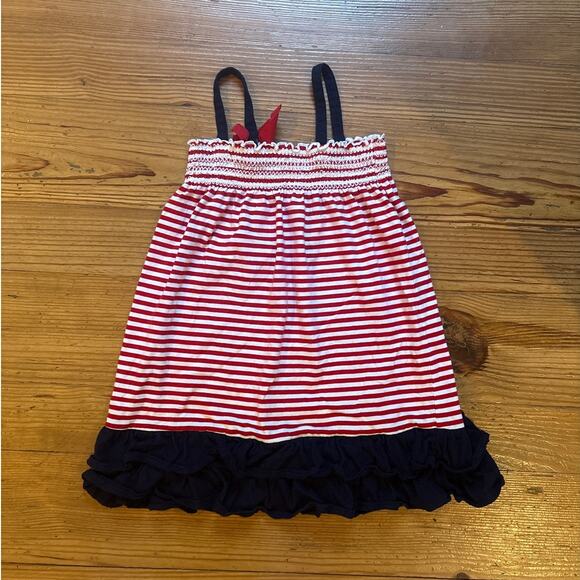 OshKosh B'gosh red white striped blue ruffle tank‎ dress SIZE 3T - Picture 4 of 4